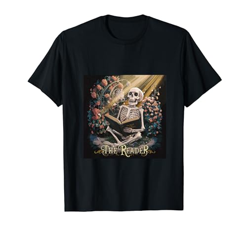 The Reader Tarot Card Funny Book Lover Skeleton Reading Book T-Shirt