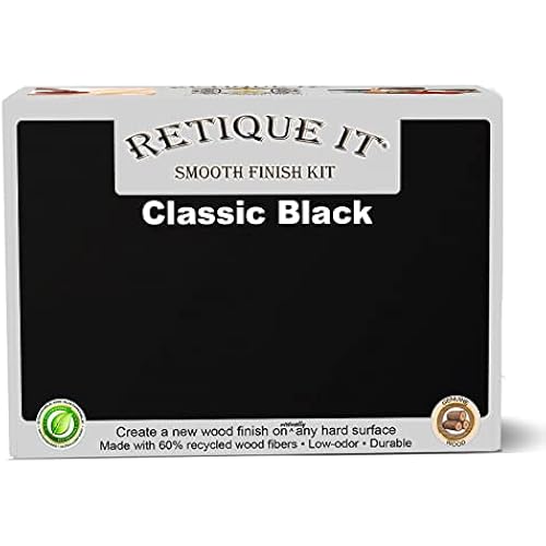 Gel Stain Liquid Wood Kits by Retique It - Real Paintable Wood. Great Companion to Chalk Finish Paint, Milk Paint, Furniture Paint. (1x Reg (50 sq ft), Brushed Finish, 10 Classic Black)