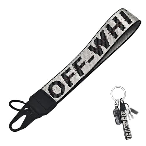Fashionable Car keychain Fabric Wrist Strap With Key Ring Can Be Used To Hang Car key chain Wallets Jeans Decorations Key Chain Accessories(White)