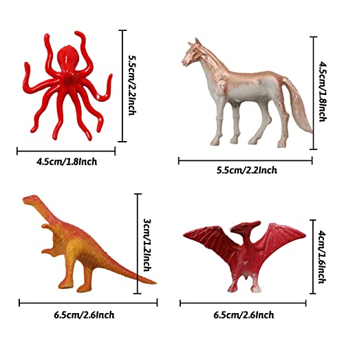 DOITEM Animal Toys, 60 Pcs Assorted Dinosaur Ocean Sea Animal Farm Animal Jungle Animal Wild Animals Dinosaurs Figure Realistic Plastic Zoo Play Set Small Toys for Kids Cupcake Topper Party Favors