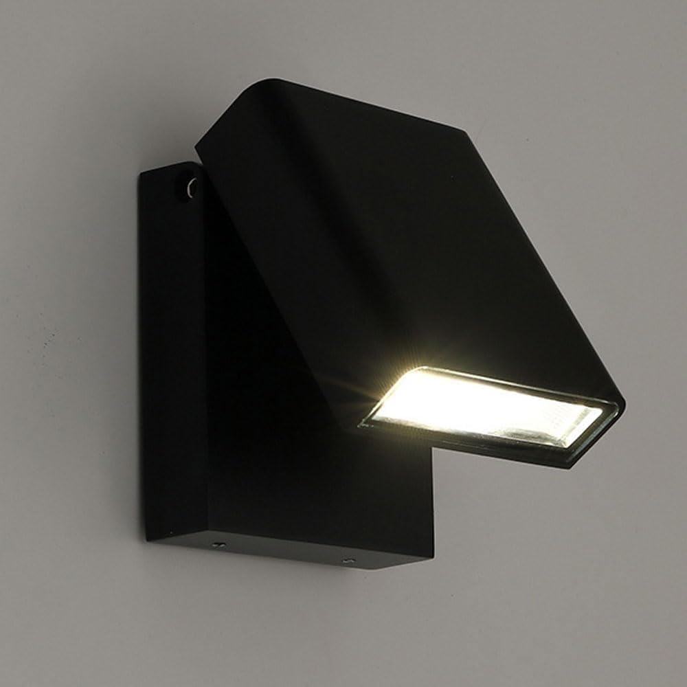 Reading Light Glass Exterior Wall Sconce Decorative Sconce Matte Black LED Wall Sconce for Exterior Wall Sconce (1-pack, Natural light)