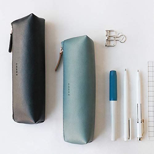 Doraking Pen Case Cosmetic Makeup Bag, Stationery Pouch Pu Leather Small Pencil Pouch Students Zipper Bag For Pens, Pencils, Markers (Dark Green) #TOP1