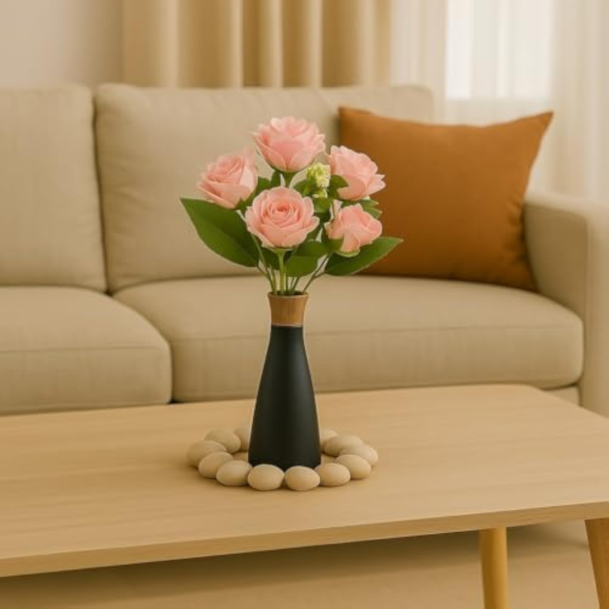 Artificial 7 Rose Flower Bunch for Home Décor