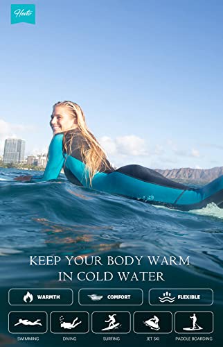 Hevto Women Wetsuits 3Mm Neoprene Full Diving Wet Suit Surfing Keep Warm In Cold Water Back Zipper For Swimming Sup (W01-Blue1, L) #TOP6