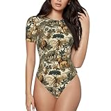 Coxfurio Safari Animals (2) Print Women'S Crew Neck Short Sleeve Bodysuit Long Sleeve Body Suit T Shirts,Medium