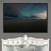 Framed Canvas Wall Art Starry Sky Aerial Astronomy & Space Dramatic Global Green Photography Realism Stars - 16x24 inches
