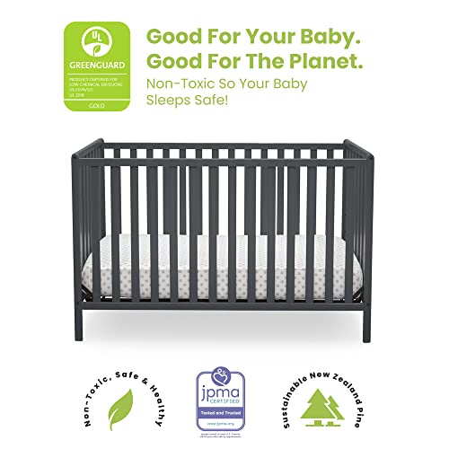 Delta Children Heartland 4-In-1 Convertible Crib - Greenguard Gold Certified, Charcoal Grey #TOP2