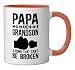 Proud Autism Papa And Grandson Autism Warrior Papa Grandpa Ceramic Mug, Orange/White