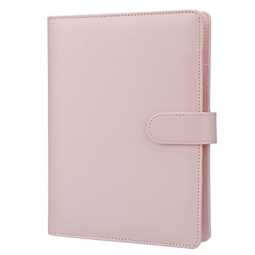 A5 Binder 6 Ring Planner Personal Organizers with Magnetic Button-Harphia (Pink, A5 9.06 x 7.28'')