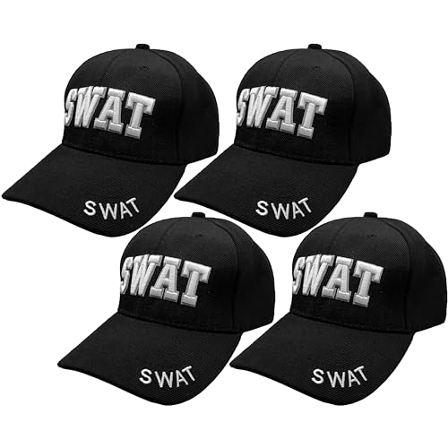 SWAT Embroidered Baseball Cap with Adjustable Hook and Loop Closure 4 Pack