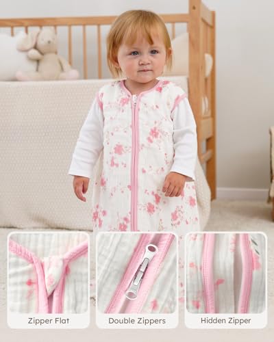 Image of Yoofoss Baby Sleep Sack 18-24 Months Breathable 100% Organic Muslin Cotton Wearable Blanket Baby, Newborn Infant Sleeping Sack 2-Way Zipper Soft Lightweight