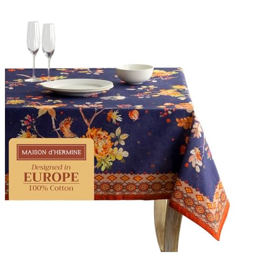 Maison d' Hermine Tablecloth 100% Cotton 60"x120" Washable Rectangle Table Cover Decorative Tablecloths, Dining, Buffet Party & Camping, Kelim - Infinity - Thanksgiving/Christmas