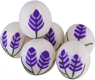6 French Lavender Wool Dryer Balls for Laundry - Reusable,Baby-Safe & Organic Fabric