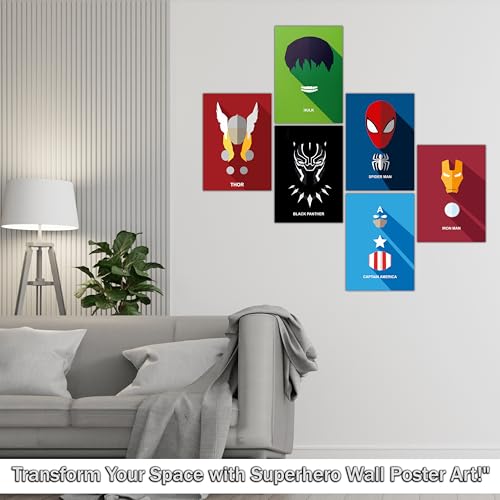 Image of WONDER HUB Wall Posters 8x12 inch (A4 Size) Included Self Adhesive on Back Wall Decor Posters Wall Art For Bedroom, Living room, Office, Dining Room (Superheroes)