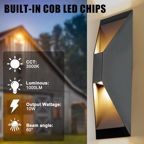 Image of Modern Outdoor Wall Light 2 Packs, LED Up Down Wall Light
