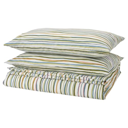 Ikea Duvet Cover And 2 Pillowcases, Multicolour/Striped, 240X220/50X80-SUMPGRÖE105.872.17