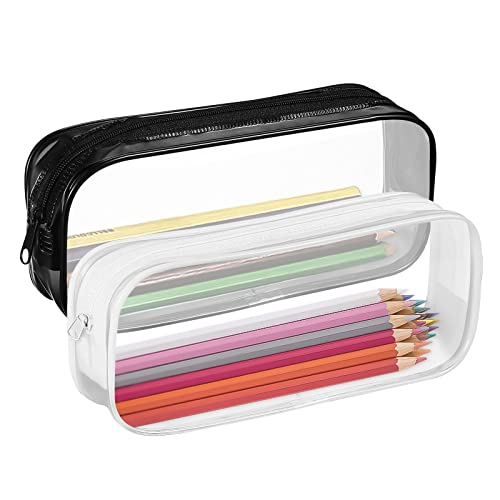 HORJOR Klares FedermäPpchen Durchsichtig PVC Transparentem FedermäPpchen Make-Up-Taschen Reise-Kulturbeutel FüR Schreibwaren, Kosmetikaufbewahrung FüR Kinder, Studenten Und Erwachsene 2 StüCk