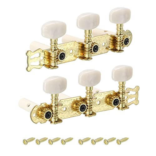 PATIKIL Acoustic Classical Guitar Machine Heads Tuning Keys Pegs String Tuners, White Buttons, 1 Set, /