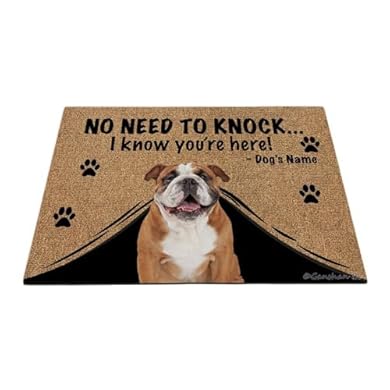 Foto di Ganshan Bi Zerbino personalizzato con divertente cane bulldog inglese tappetino di benvenuto senza bisogno di battere, so che sei qui regalo per gli amanti dei cani 27,5 "x 17,7", stile 1