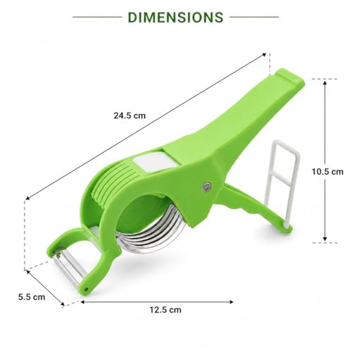 Image of 2-in-1 Vegetable & Fruit Cutter with Peeler, 5-Blade Stainless Steel Veg Cutter, Multi-Purpose Kitchen Tool, Plastic Body (Multicolor)