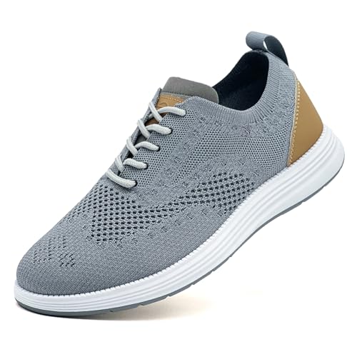 Men’s Casual Dress Oxfords Shoes Comfortable Business Fashion Sneakers Loafers Walking Shoes for Men Barefoot Tennis Grey