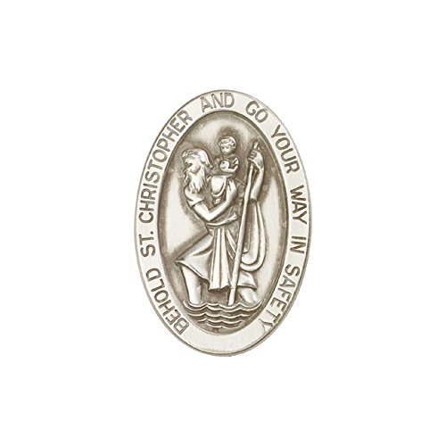 bliss Antique Silver Tone St. Christopher Visor Clip
