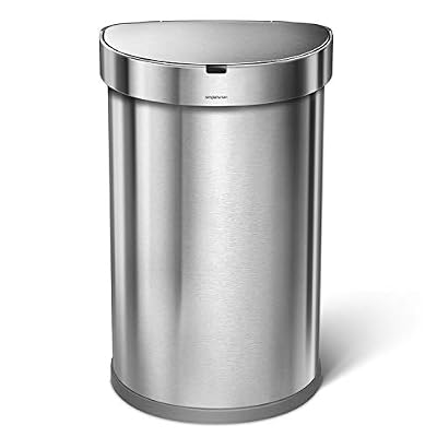 simplehuman 45 Liter / 12 Gallon Semi-Round Automatic Sensor Trash Can, Brushed Stainless Steel