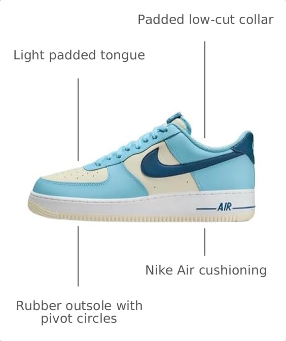 Image of Nike Mens Air Force 1 Low Aquarius Blue /Court Blue HF4837-407 - Size 8