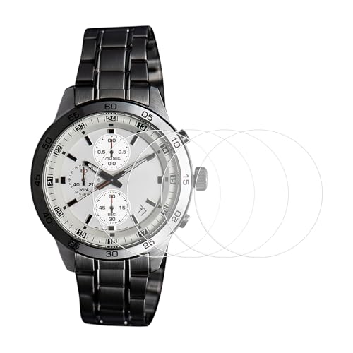 HARFINGTON 4pcs Watch Glass Screen Protector 31mm 9H Tempered Glass HD Clear Curved Edge Anti-Scratch Waterproof Round Smart Watch Dial Crystal Face Protective Film with Accessories