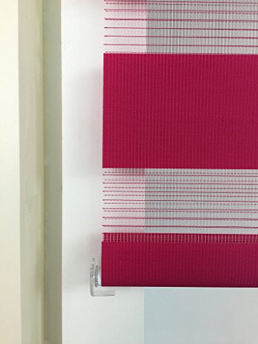 Doppelrollo Duo Rollo Jalousie Seitenzug Rollo Kettenzugrollo von Mass-Gardinen-Shop, Klemmfix ohne Bohren mit Klemmträger 75x150cm (Fuchsia) - 7