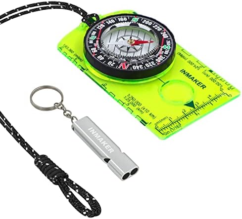 INMAKER Compass, Compass Hiking, Compass for Kids with Survival Whistle, Luminous Compass for gift, Compass for Hiking and Outdoor Survival, Camping and Navigation