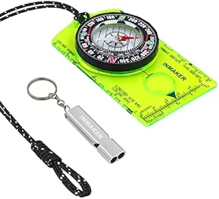 INMAKER Compass, Compass Hiking, Compass for Kids with Survival Whistle, Luminous Compass for gift, Compass for Hiking and Outdoor Survival, Camping and Navigation