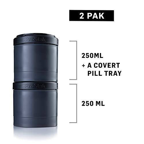 BlenderBottle ProStak Twist n' Lock Storage Jars Expansion 2-Pak with Pill Tray, All Black by BlenderBottle - Used condition - US$7.84