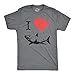 I Love Sharks T Shirt Heart Classic Shark Bite Ocean Great White Tee (Dark Heather Grey) - L
