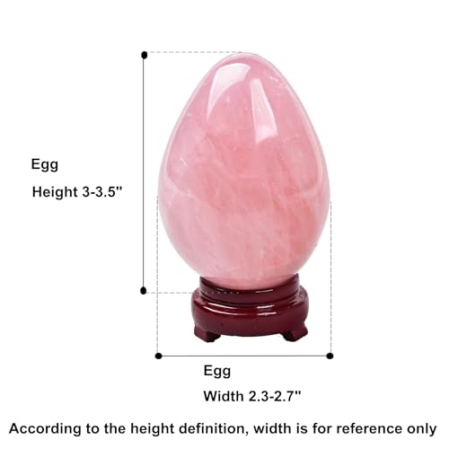 Image of AMOYSTONE Large Natural Rose Quartz Crystal Egg for Healing and Reiki Practice, Home Decor Stone with Base, 3-3.5 Inch, One-of-a-Kind Formation for Living Room or Meditation Area