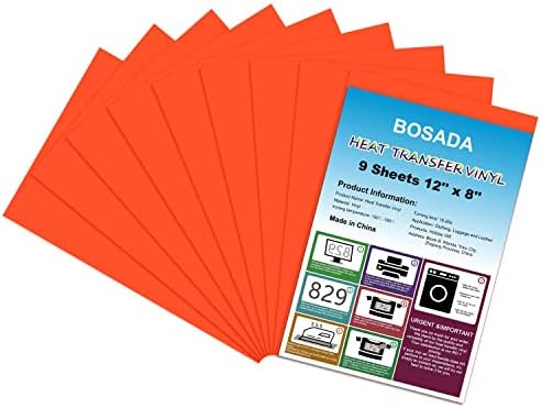 BOSADA Heat Transfer Vinyl, Red HTV Vinyl Bundles 9 Packs 12 x 8 Inches Easy to Cut Iron on Vinyl for Fabric,T-Shirt,Hats,Pillows