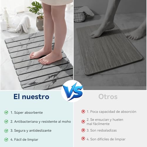 Miniatura 7 de Dufuso Alfombra Diatomita Baño 60x40cm, Plegable Natural Tierra Bath Mat Secado Rápido, Alfombrilla Piedra Diatomita Super Absorbente, Alfombrilla De Ducha Para Baño, Casa Y Cocina