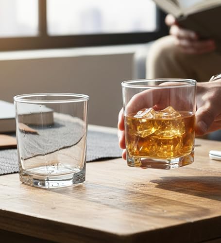 Image of Yera Prima Oak Whisky /Scotch /Water Glasses- 295 ml Each -Set of 2 pcs Tumblers Lead-Free Whiskey Glasses for Scotch Bourbon Cognac Brandy Cocktail Whiskey