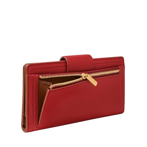 Image of Fossil Women's Logan Leather Wallet RFID Blocking Tab Clutch
