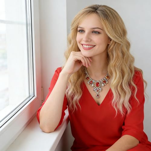 Fencca Ombre Blonde Wigs for Women Curly Hair Wig with