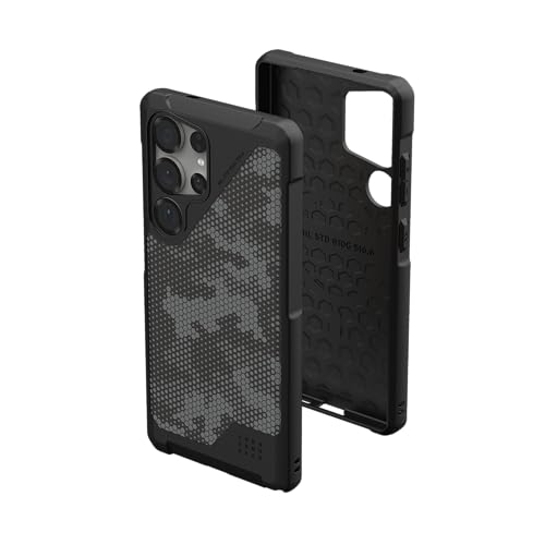 URBAN ARMOR GEAR Metropolis LT Case Samsung Galaxy S25 Ultra Hülle (Offiziell Designed for Samsung Zertifiziert, Wireless Charging (Qi) / Magnetische Aufladung kompatibel) Micro hex camo Graphite