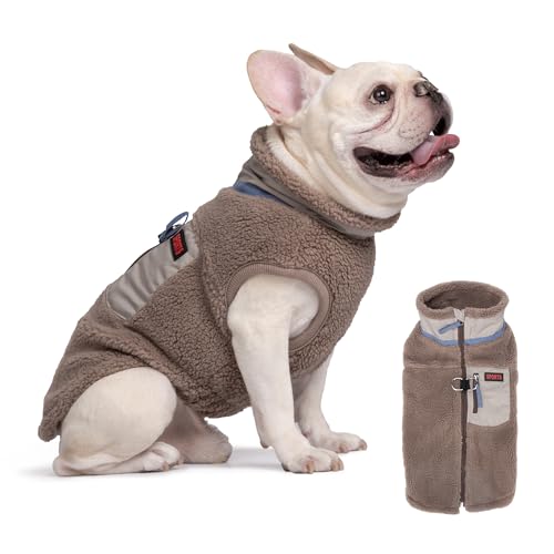 FEimaX Warme Hundemantel Winddichte Haustier Winter Fleece Hundejacke Winterweste mit D-Ring Hundekleidung Welpenjacke für Kleine Mittlere Hunde