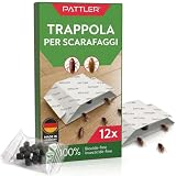 Pattler Trappole Scarafaggi da Interno – 12 Pezzi. Trappole per Blatte Senza Veleno con Colla ad Alta Tenuta per Eliminare gli Scarafaggi in Casa in Modo Sicuro e non Invasivo.