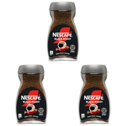 Image of Nescafe Black Roast Instant Coffee | Roasted Longer For A Stronger Cup | Strong & Intense | 100% Pure Soluble Coffee Powder | 90g, Jar (Pack of 3)