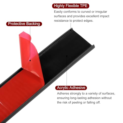 QUARKZMAN U-Form Kantenband 1-3/32 x 16.4ft (28mm x 5000mm) Selbstklebendes TPE Flexibles Furnierkantenband Kantenschutz für Möbel, Schränke, Tische, Reparatur, Schwarz