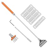 Pawfly Raschietto Alghe per Acquari 2 in 1 con Spazzola e 5 Lame Acciaio, Pulitore Vetri per Acquari di Barriera e Piante, Strumento Pulizia per Vasche