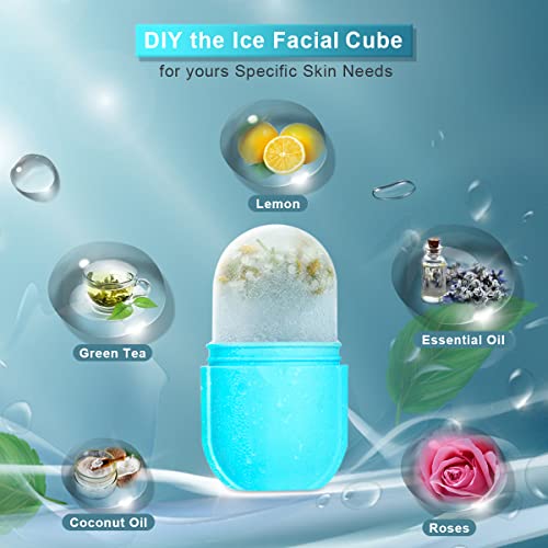 Besmall Ice Roller For Face And Eye, Silicone Ice Mold Tray, Ice Face Roller Skin Care Tools, Gua Sha Face Massage, Reusable Ice Facial Cube For Skincare, Puffiness, Shrink Pores Face Beauty (4.9" X 2.6" X 2.1", Blue) #TOP1