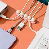 1 Pcs Pea Cable Clips, USB Cable Organizer, 4 Slots Charging Cord Holder, Self-Adhesive Desk Cord Organizer for Car Office Desk Workbench Bedroom Bedside Nightstand (Pink)