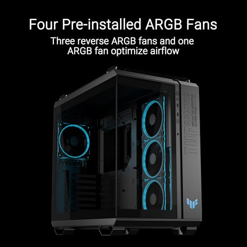 Image of ASUS TUF Gaming GT502 Horizon ARGB White Edition: Dual-Chamber PC Case, Panoramic Design, 4 Pre-Installed ARGB Fans, 360mm Radiator Support