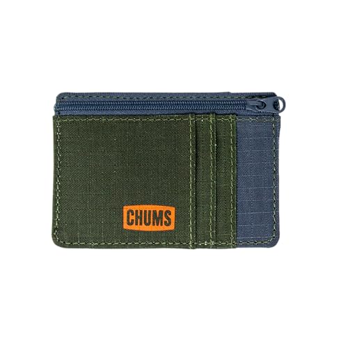 Chums Bandit Zip Compact Wallet, Slim RFID Wallet (Olive)